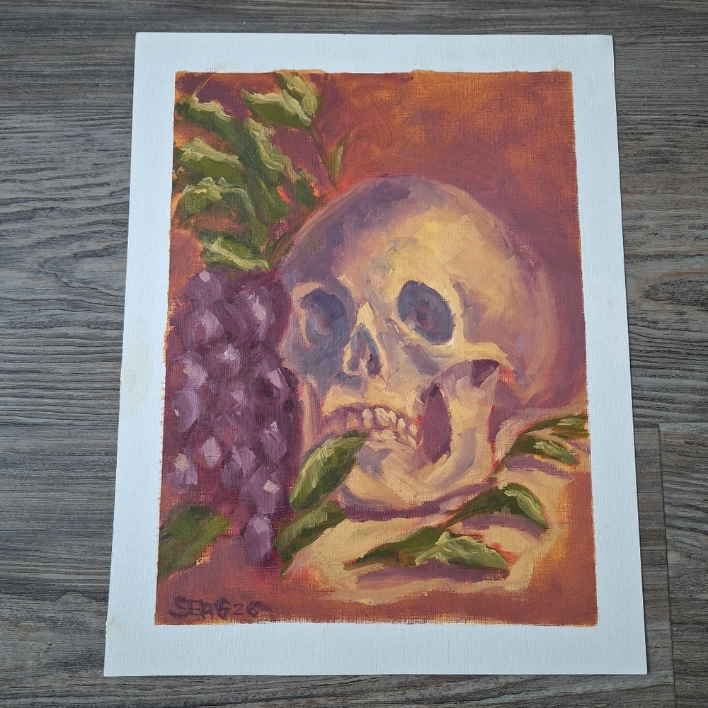 Oil Skull Still Life Painting